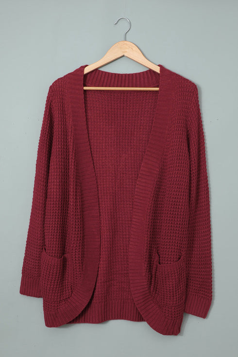Pocket Knitted Solid Color Cardigan